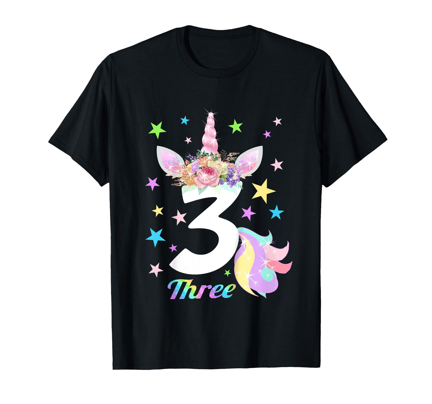 Number 3 (Three) 3 Year Old Unicorn 3rd Birthday Shirt T-Shirt