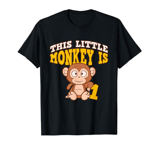 This Little Monkey Is 1 1st Birthday Party Bday Celebrant T-Shirt