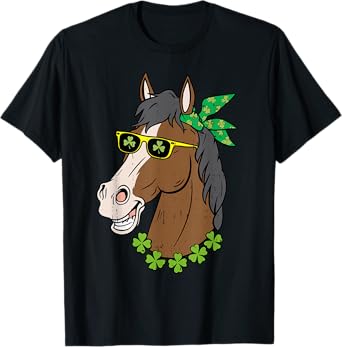 St Patricks Day Horse Saint Pattys Paddys Women Girls Kids T-Shirt