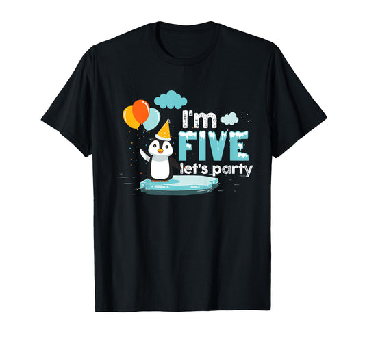 I'm 5 Birthday Outfit Penguin Kids Clothing T-Shirt