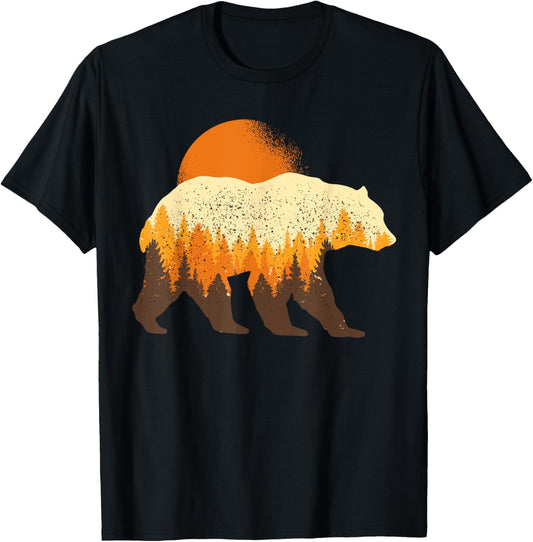 Animal Bear Outdoor Nature Trees Wildlife Full Moon Forest T-Shirt
