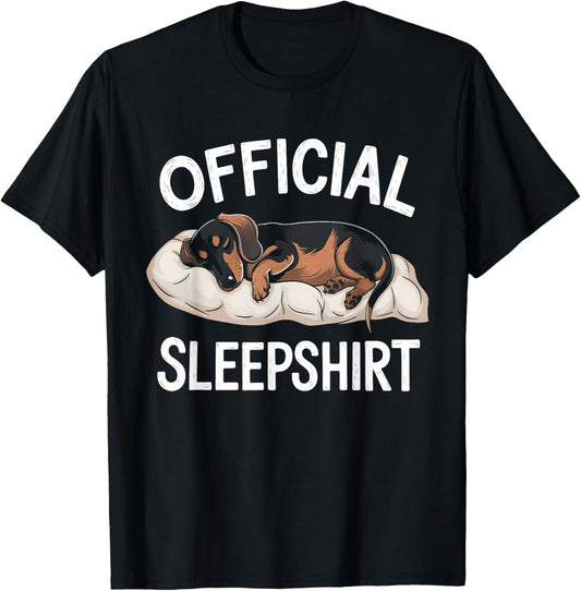 Sleeping Dashchund Pyjamas Dog Lover Gift Official Napping T-Shirt