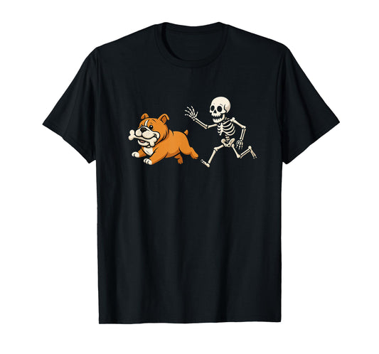 Funny Skeleton Bulldog Halloween Dog Mom Pet Lover T-Shirt