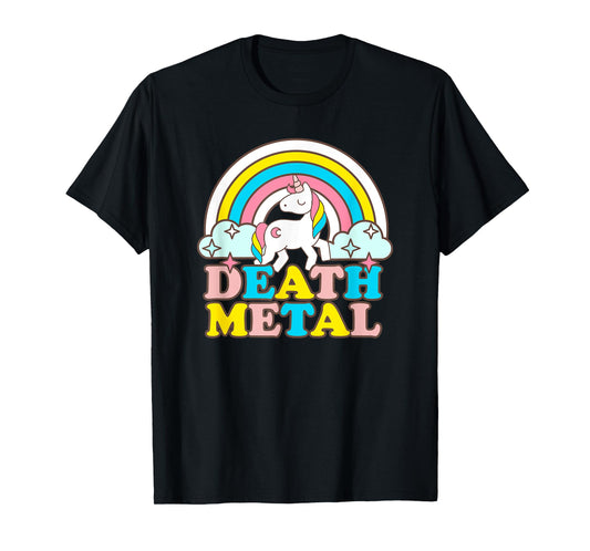 Death Metal Funny Rainbow Unicorn Novelty T-Shirt T-Shirt