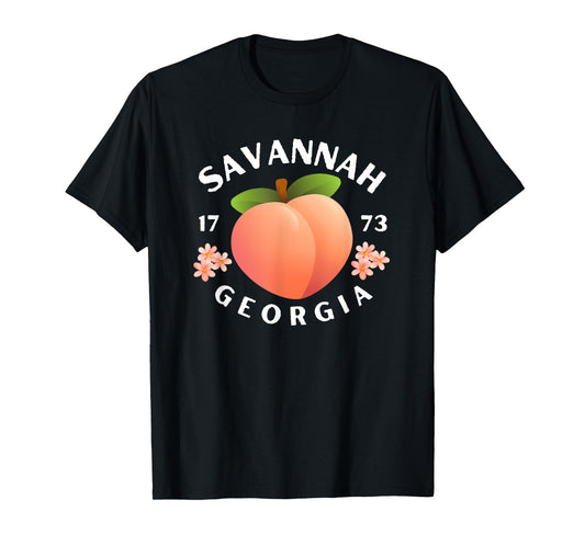 Savannah Georgia est. 1773 Flowers Peach State T-Shirt