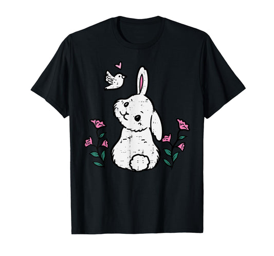 Bunny Bird Flowers Easter Spring Rabbit Women Girls Kids T-Shirt