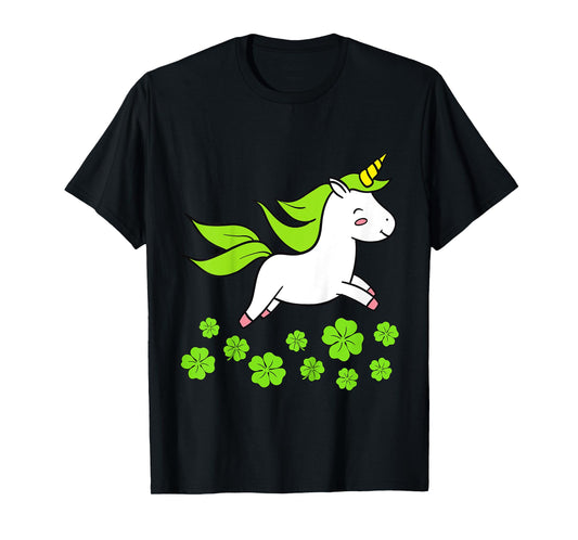 Kids Girls Happy St Patricks Day Unicorn Shamrock Clover Toddler T-Shirt