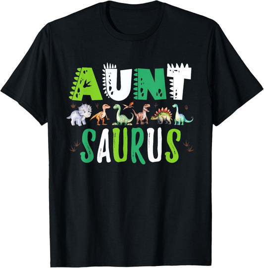 Aunt Saurus Dad Dinosaur Birthday Family Matching Auntie T-Shirt