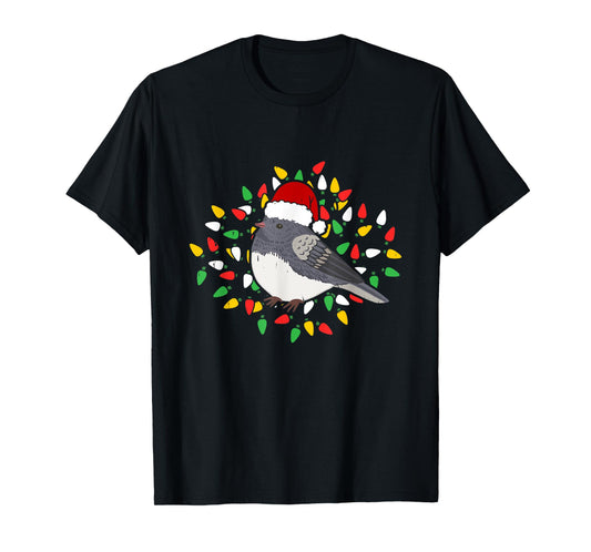 Holiday Xmas Santa Hat Dark Eyed Junco Bird Christmas T-Shirt