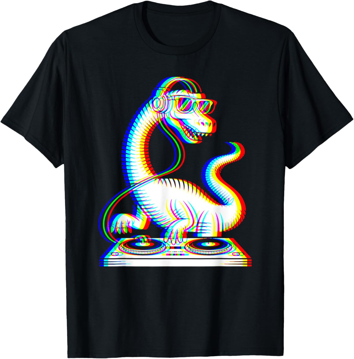Funny Brachiosaurus DJ Glitch Rave EDM Music Party Dinosaur T-Shirt