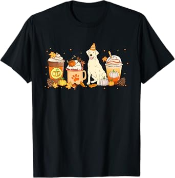 Labrador Retriever Coffee Pumpkin Spice Fall Thanksgiving T-Shirt