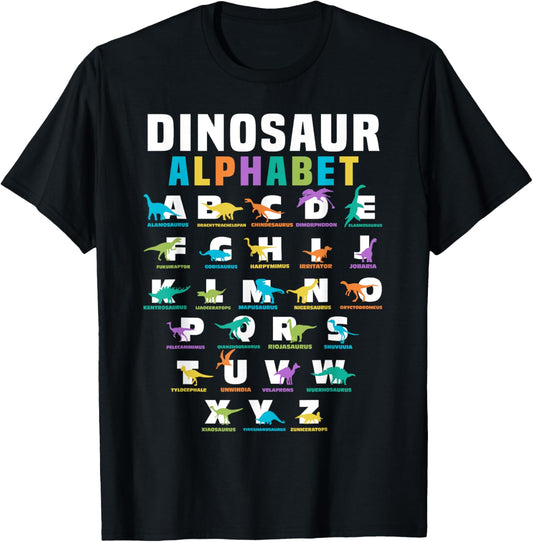 Types Of Dinosaurs Alphabet ABC Dino Identification T-Shirt