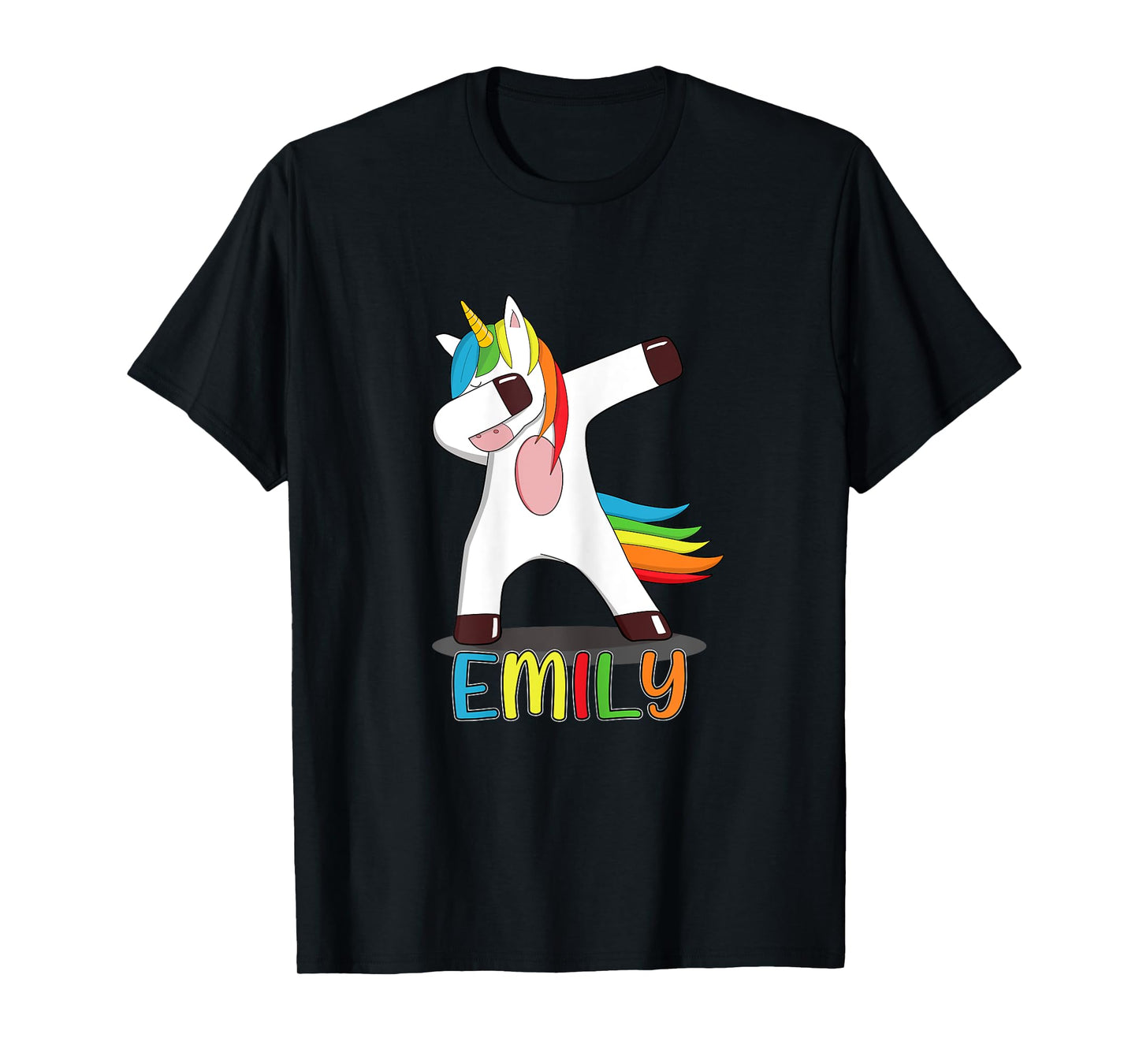 Emily Name - First Name Emily - Colourful Dabbing Unicorn T-Shirt