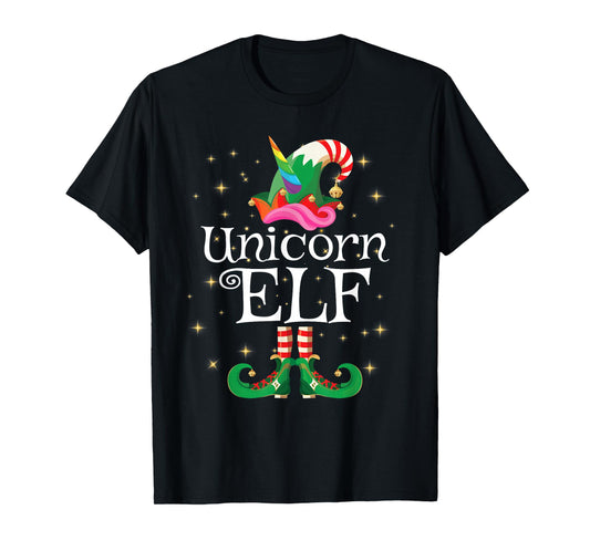 Unicorn Elf Shirt Girls Women Funny Matching Christmas Elf T-Shirt