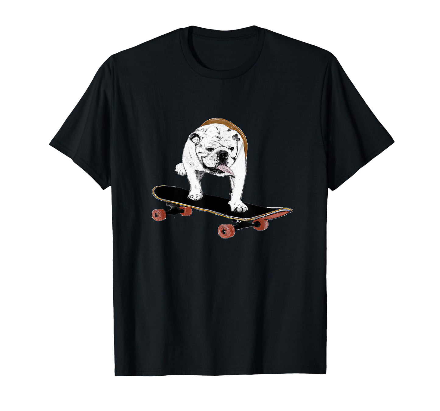 English Bulldog on a Skateboard T-Shirt for Men Women Kids