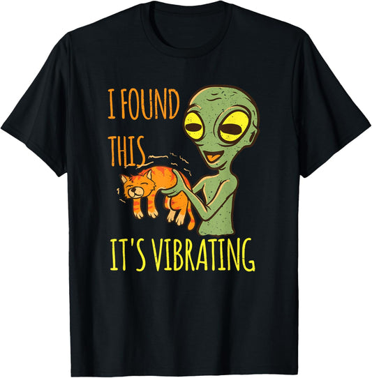 Alien with cat vibration purr I found this Vibrating T-Shirt