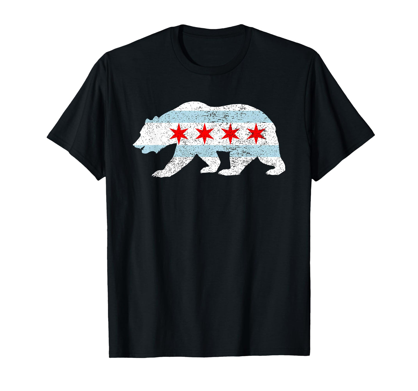 Sweet Vintage Retro Chicago City Flag Bear Print T-Shirt