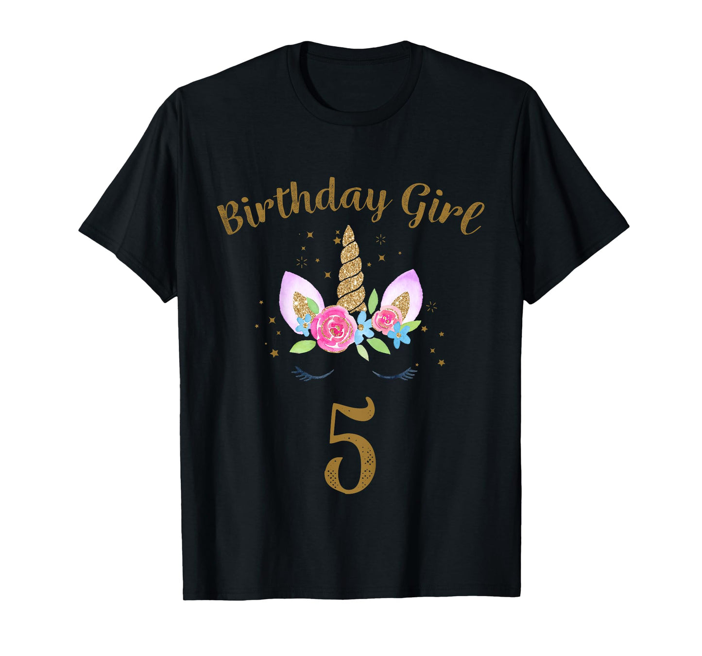 Kids 5th Birthday Girl Unicorn Shirt 5th Birthday Outfit T-Shirt