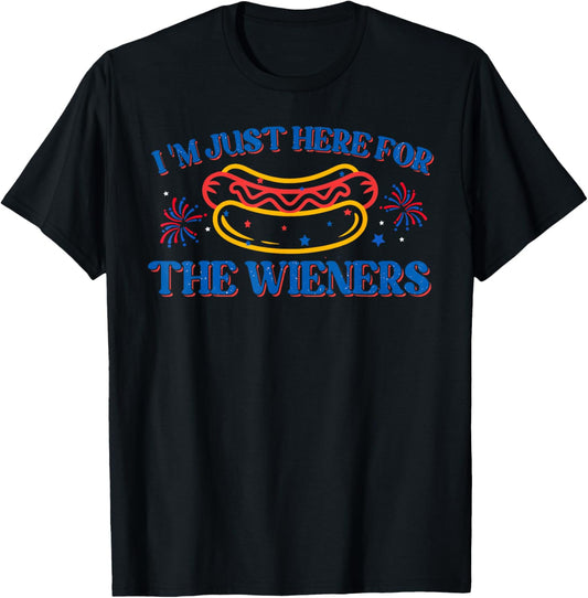 Just Here for The Wieners, BBQ Picnic American 4th Of July T-Shirt
