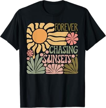 Forever Chasing Sunsets Hawaii Beach Summer Vacation Retro T-Shirt