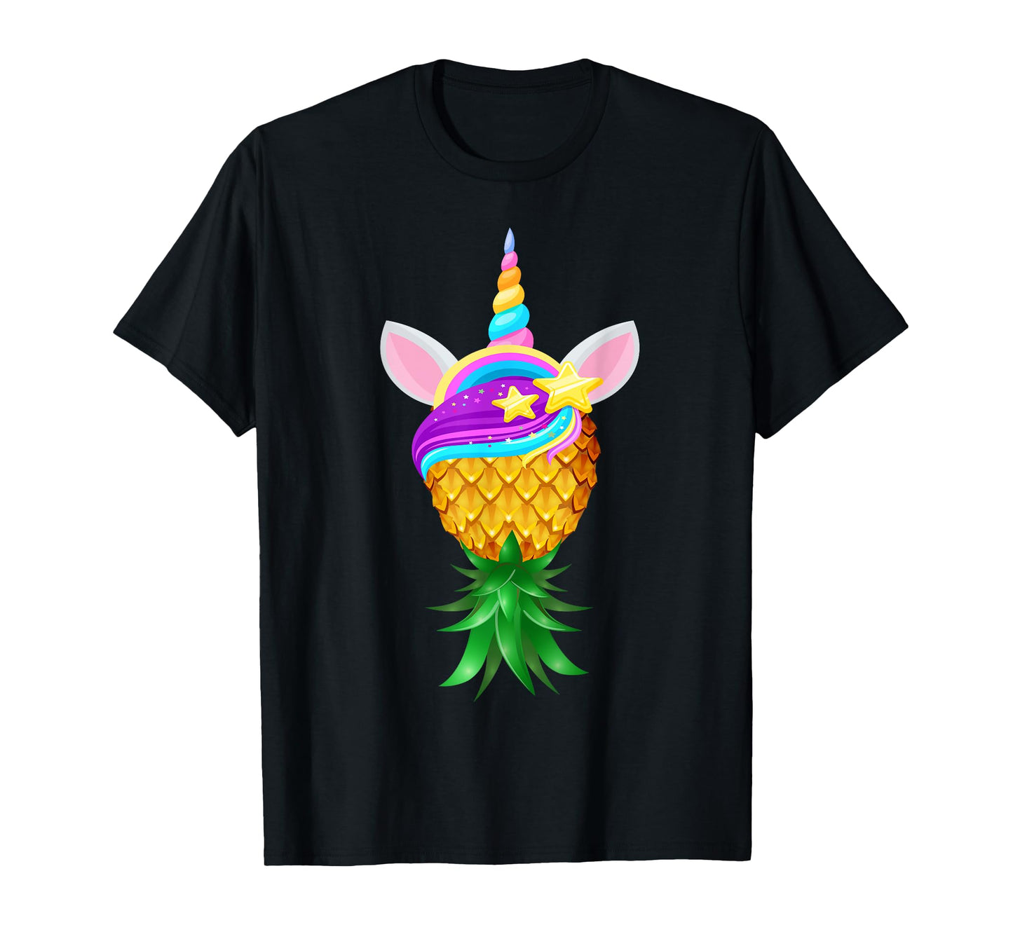 Swinger Upside Down Pineapple Magical Unicorn Head T-Shirt