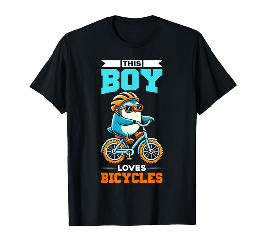 Kids Cycling Riding Bicycle Penguin Boys T-Shirt