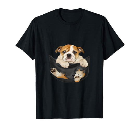 Dog Lovers Gifts Bulldog In Pocket Funny Dog Face T-Shirt
