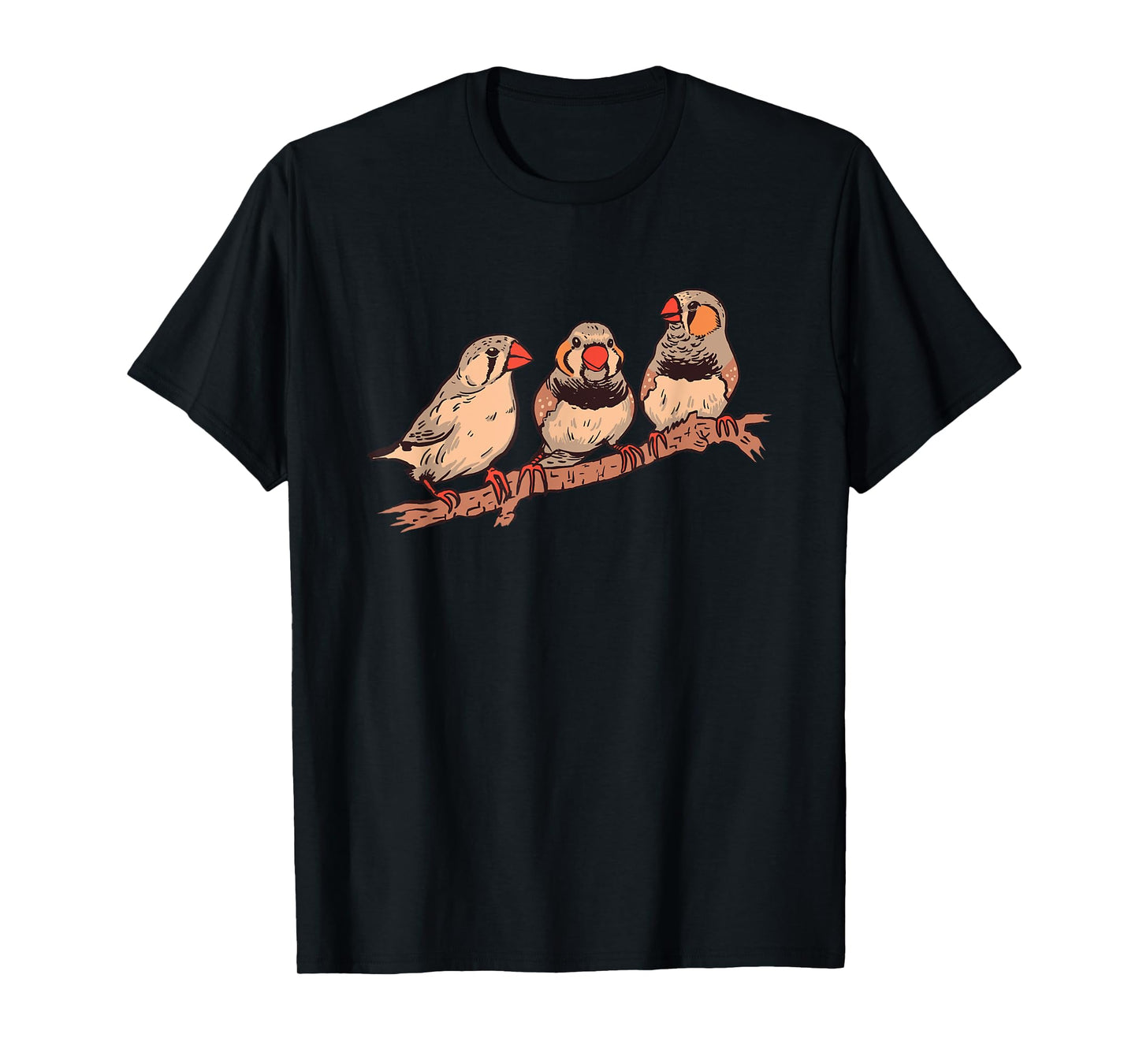 Three Zebra Finches On A Branch Pet Birds Zebra Finch T-Shirt