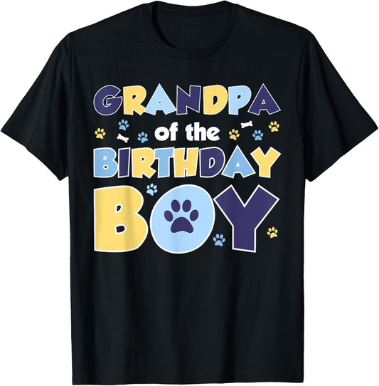 Grandpa Of The Birthday Boy Dog Lover Party Family Matching T-Shirt