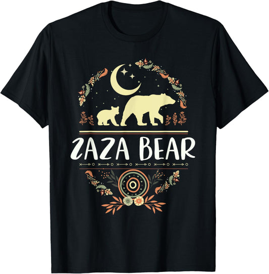 Zaza Bear Floral Matching Family Funny Grandma Bear Boho T-Shirt
