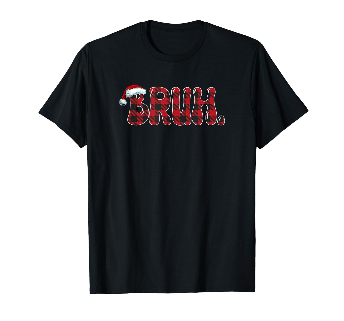 Bruh Funny Christmas Plaid Teens Boys Kids Xmas Pajamas T-Shirt