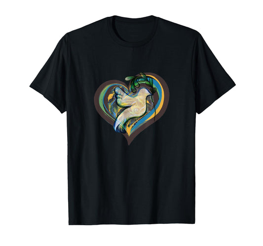 CAT Unisex-Kids Peace T-Shirt, Black, Small, Short Sleeve, Crew Neck, Classic Fit, Modern Peace Theme, Bird, Hearts, All Seasons, 1 Count, 0 Pockets, Stretchable, Adults, Unisex