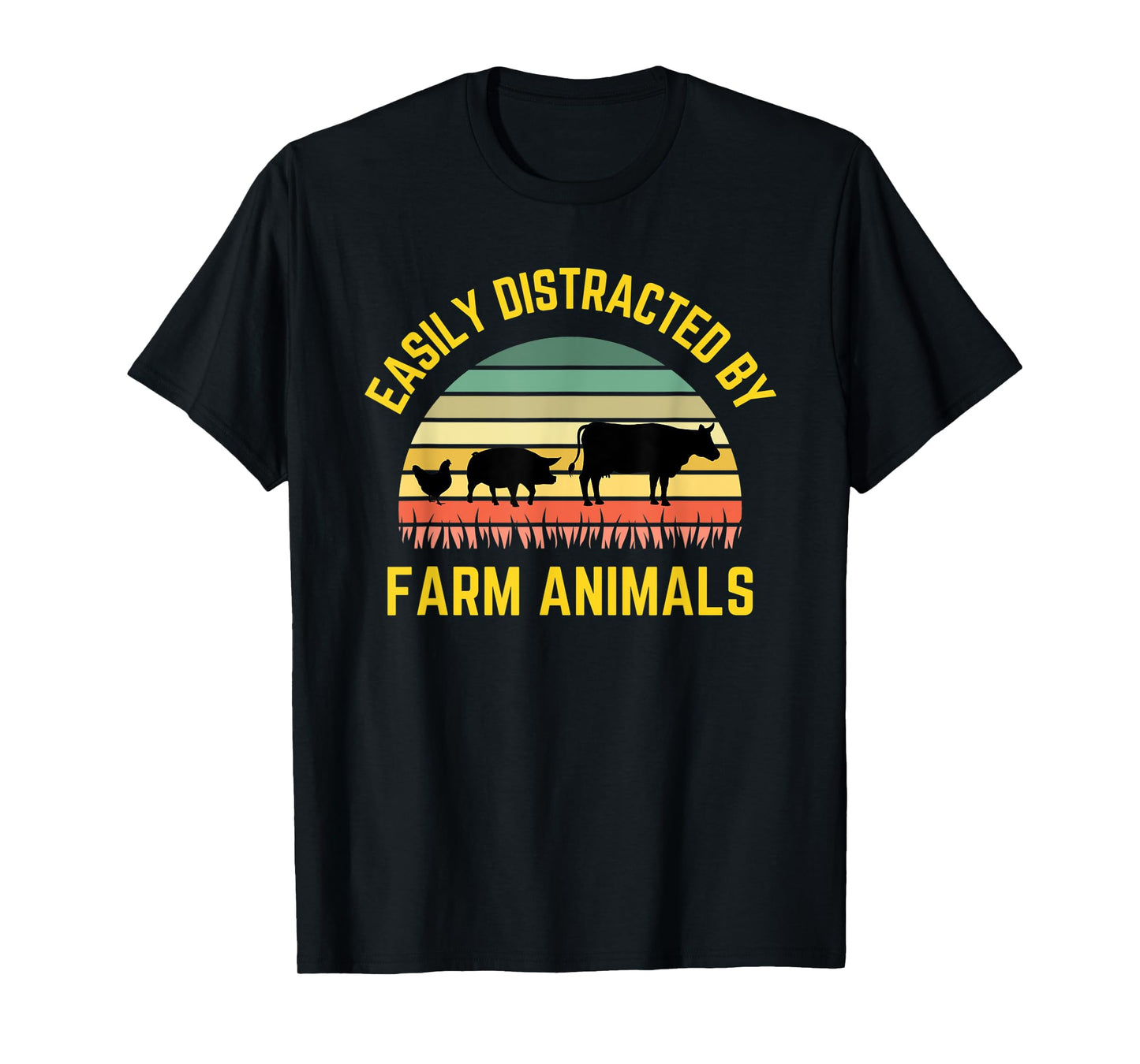 Funny Farmer Easily Distracted By Farm Animals Barnyard Cow T-Shirt
