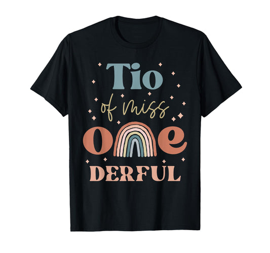Tio of Miss Onederful Boho Rainbow Niece First Birthday T-Shirt