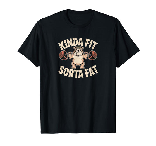 Kinda Fit Sorta Fat Funny Gym Cute Bulldog Retro T-Shirt