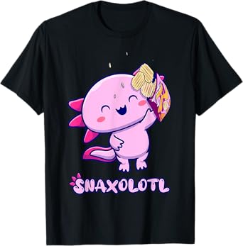 Snaxolotl Pink Axolotl with Snacks T-Shirt