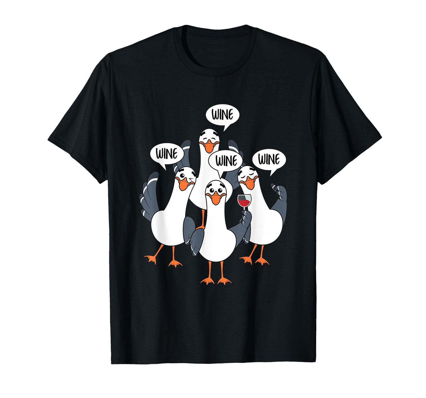 Seagull Wine Funny Bird Lover Drinking Enthusiast Women Gift T-Shirt