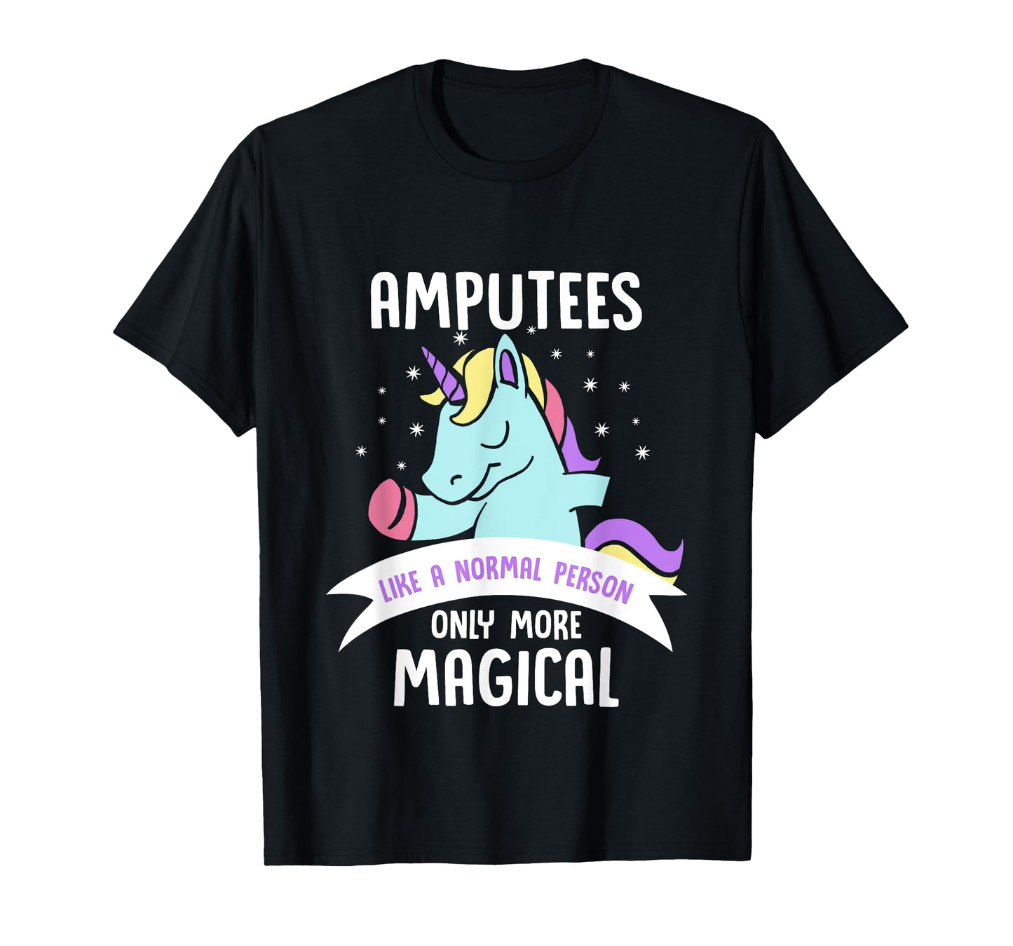 Amputee Amputation Survivor Warrior Shirts Men's Black Cotton Blend Classic Fit Short Sleeve Unicorn Humor Recovery T-Shirt
