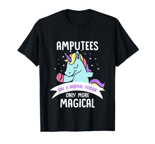 Amputee Amputation Survivor Warrior Shirts Men's Black Cotton Blend Classic Fit Short Sleeve Unicorn Humor Recovery T-Shirt