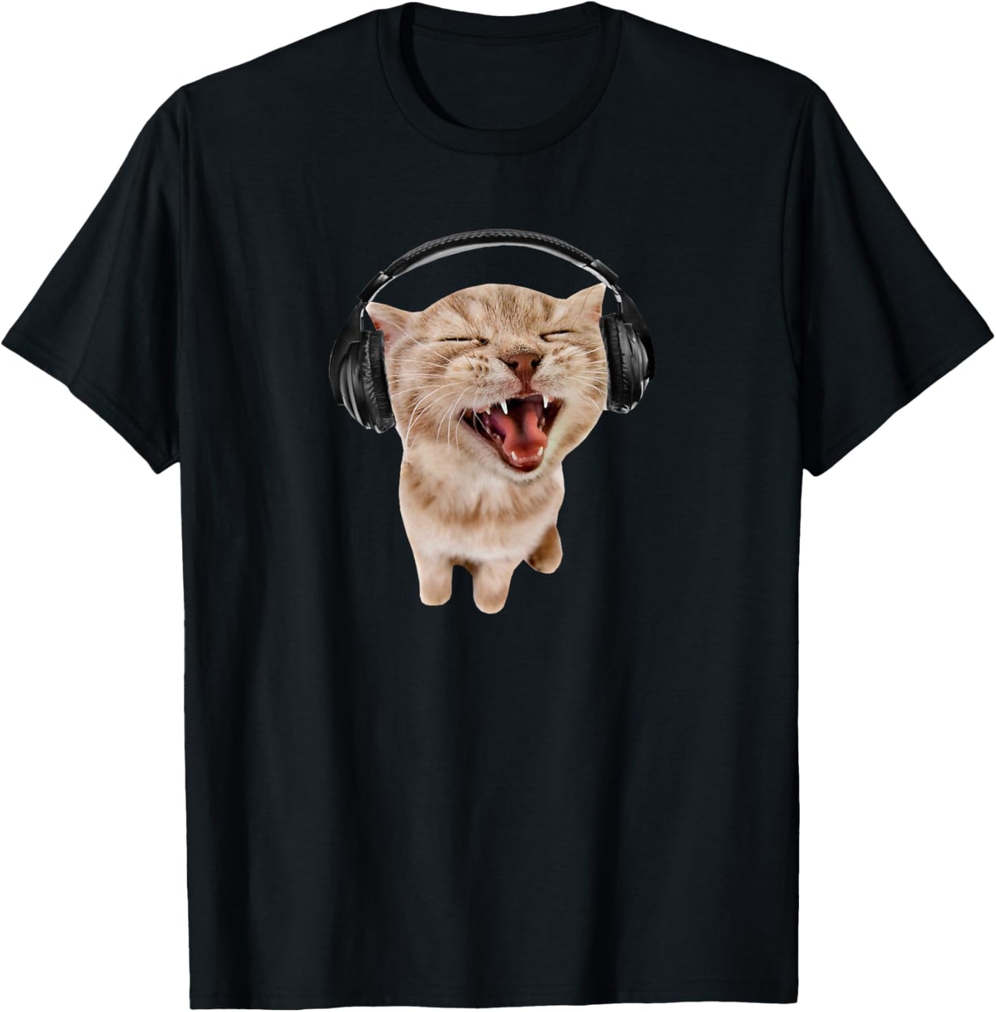 Cat With Headphones Meme T-Shirt