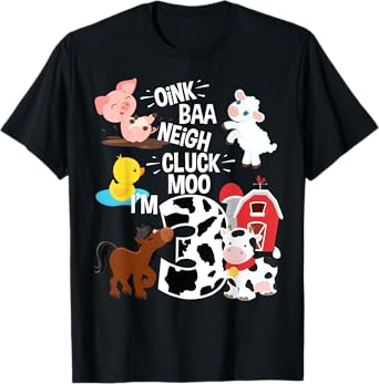 Oink Baa Neigh Cluck Moo I'm 3 Yrs Old Farm Theme Birthday T-Shirt