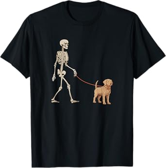 Funny Chesapeake Bay Retriever Skeleton Walking Halloween T-Shirt