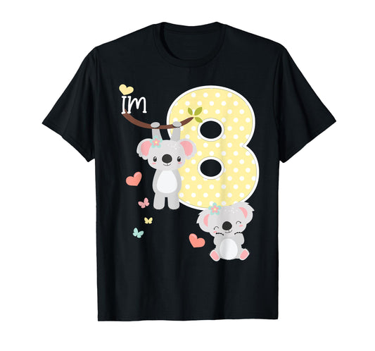 Koala Bear 8th Birthday Girl 8 Year Old Birthday Cute Koalas T-Shirt