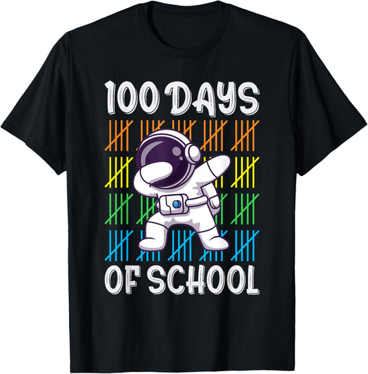 100th Day of School Boys Girls Kids Funny Dabbing Astronaut T-Shirt