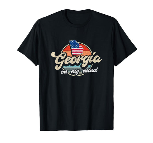Georgia On My Mind The Peach State Retro USA Proud Georgian T-Shirt
