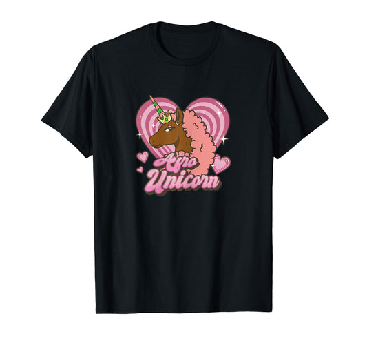 Afro Unicorn Unique Pink Mane Heart Shaped Portrait T-Shirt