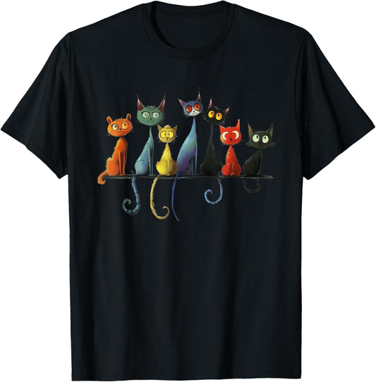 Whimsical Mid-Century Modern Look Cats 50& 60s Style T-Shirt