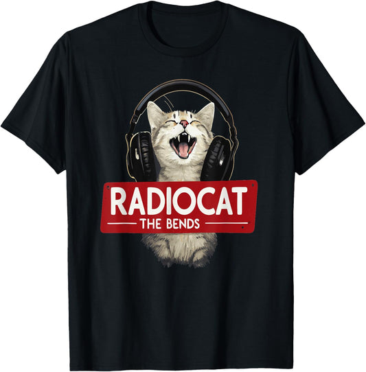 Radiocat The Bends Funny Music Cat Meme Funny Cat Mom T-Shirt
