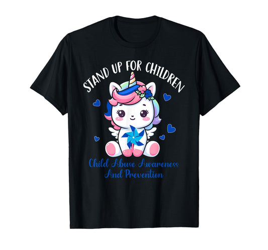 Child Abuse Prevention Month-Stand Up For Children Unicorn T-Shirt