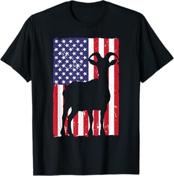 Goat Gift Goat Lover Accessories & Goat Clothes Unisex-Adult T-Shirt Black Small USA Flag Animal Design
